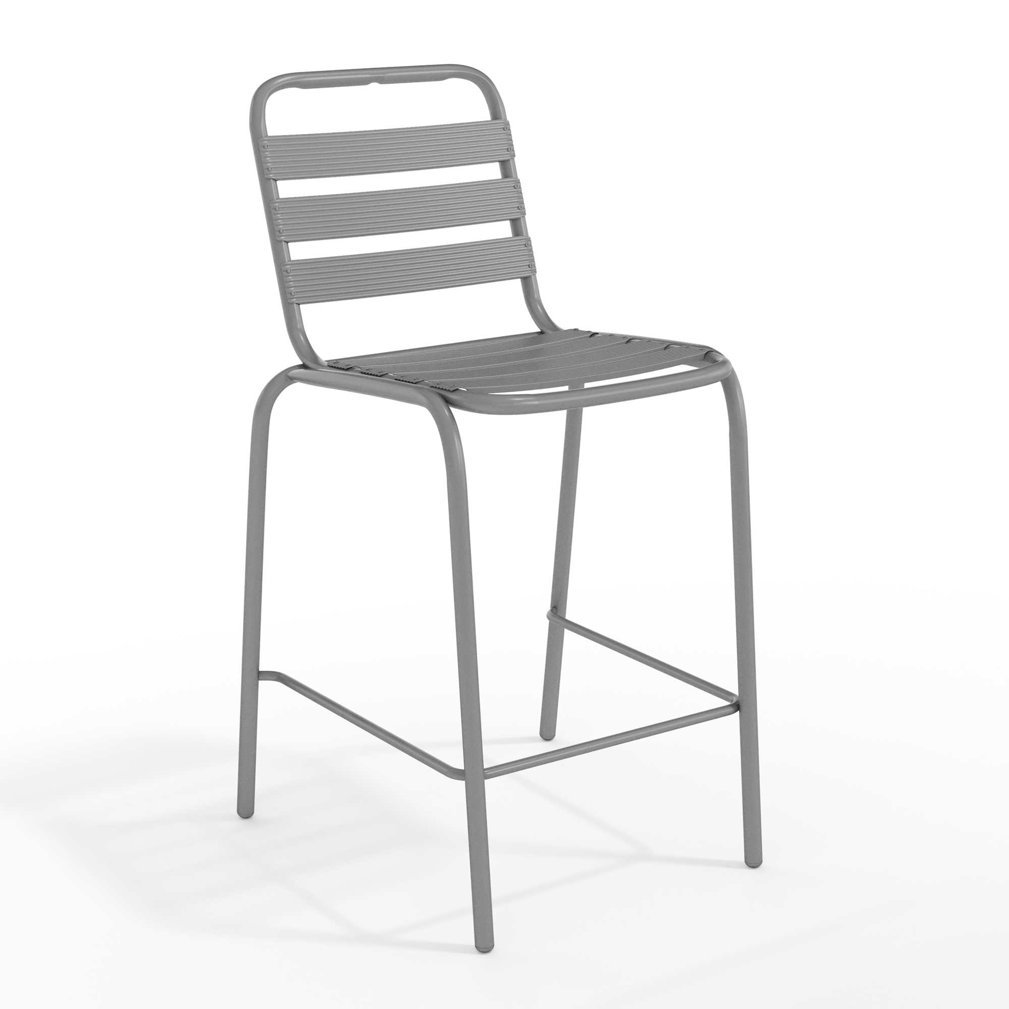 Flash Furniture, Commercial Silver Restaurant Stack Stool, Primary Color Gray, Material Aluminum, Width 22.75 in, Model# TLH015H
